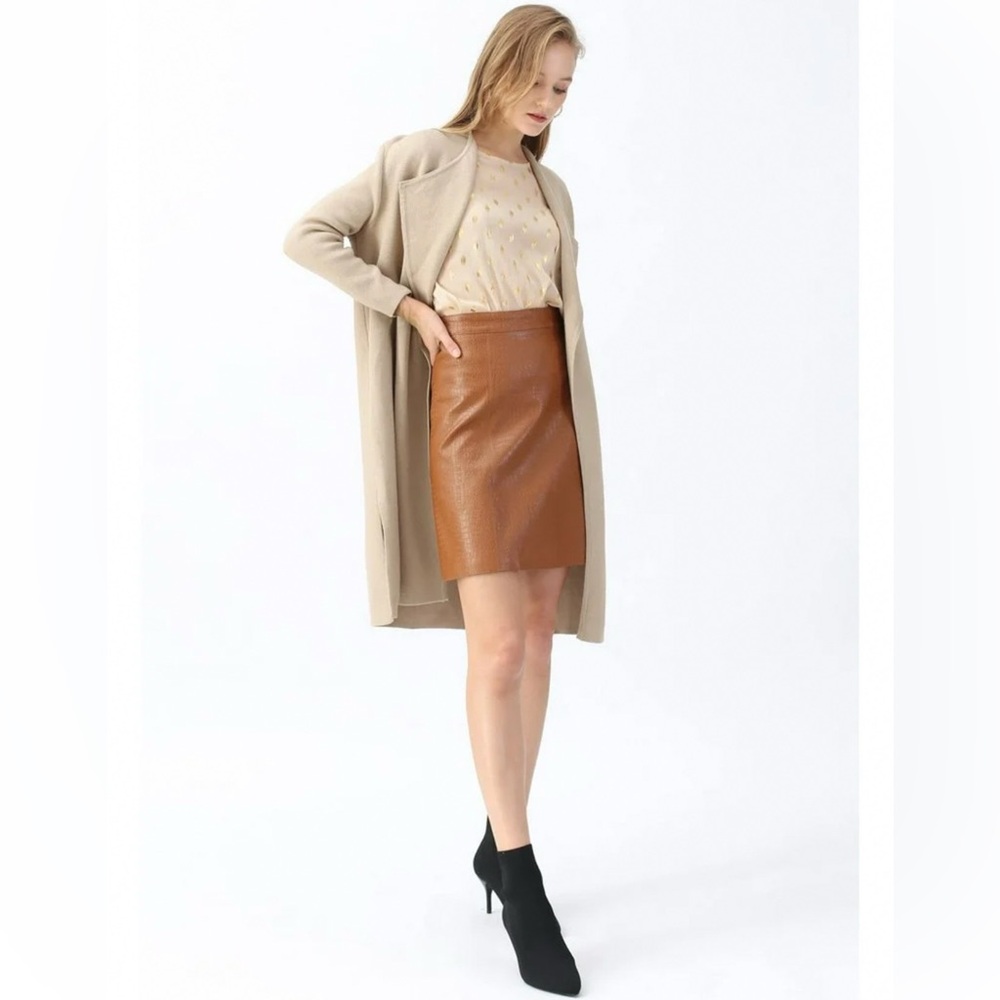Chicwish Women’s Cozy Tan Cardigan Jacket Size‎ Medium With Pockets Open Front
